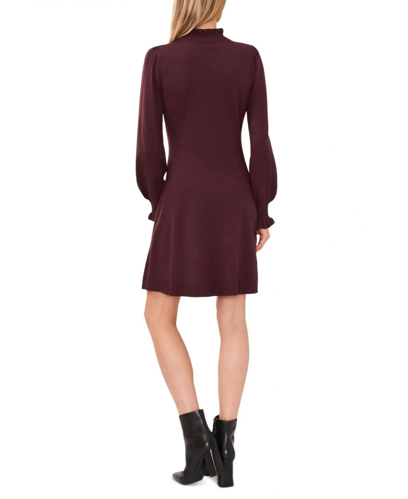 Cece Women's Long Sleeve Smock Cuff Mock Neck Sweater Dress 7052704