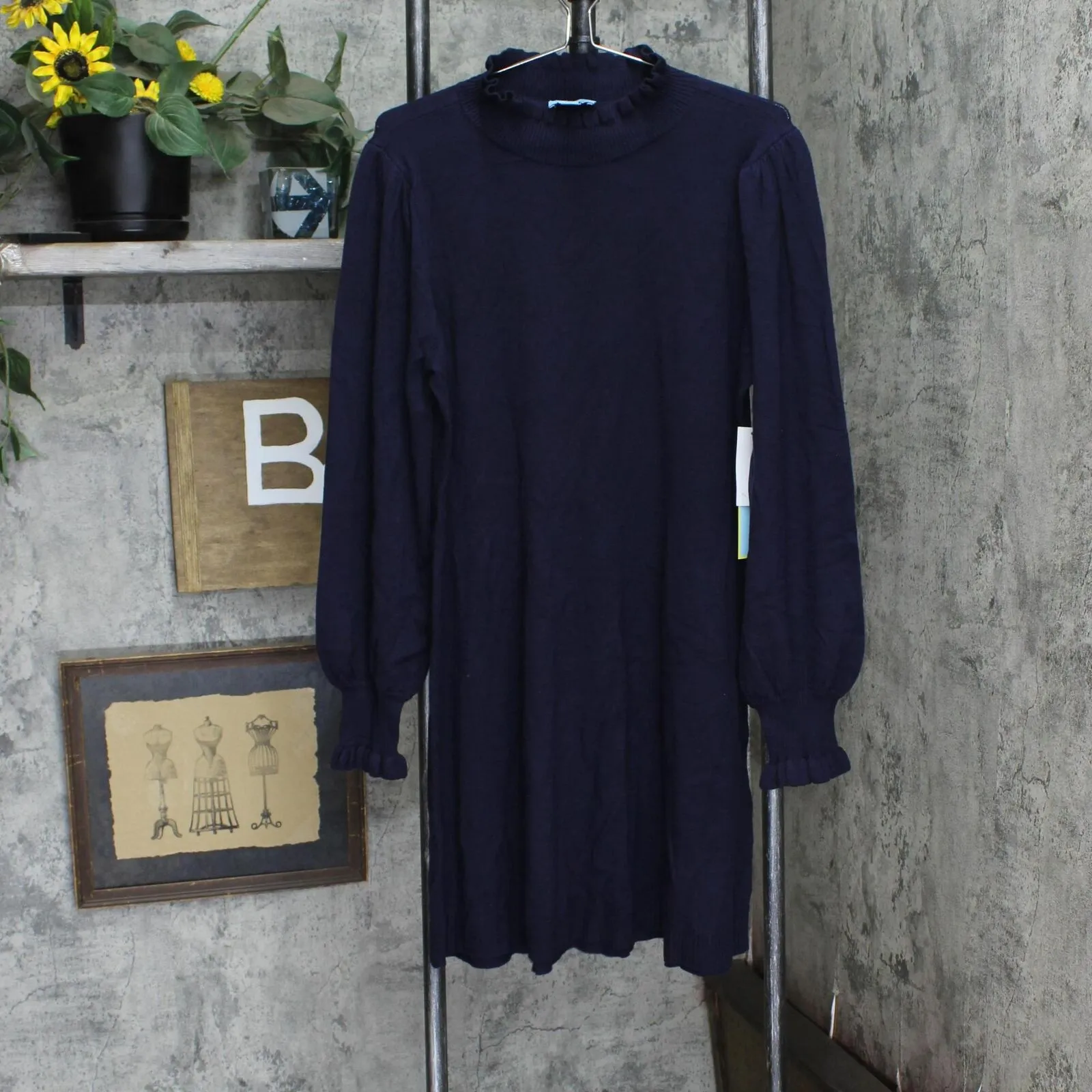 Cece Women's Long Sleeve Smock Cuff Mock Neck Sweater Dress 7052704