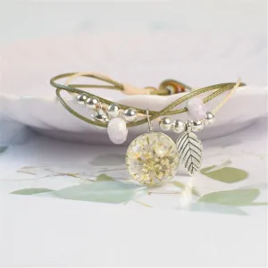 Ceramic & Gypsophila Resin Bell Charm Bracelet