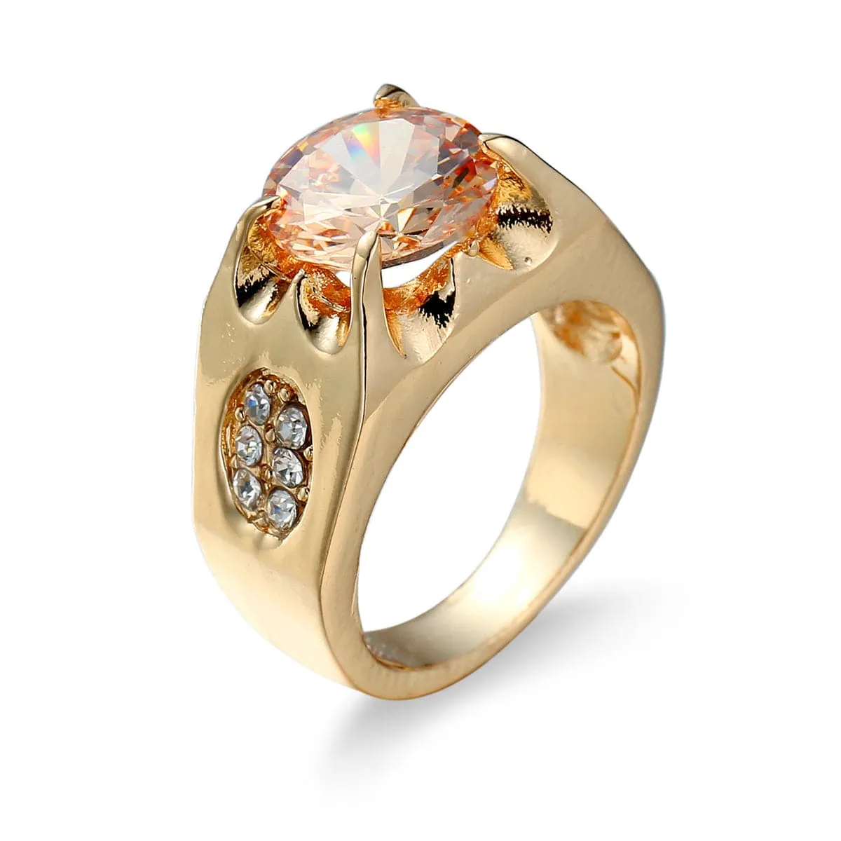 Champagne Crystal & Cubic Zirconia 18K Gold-Plated Ring