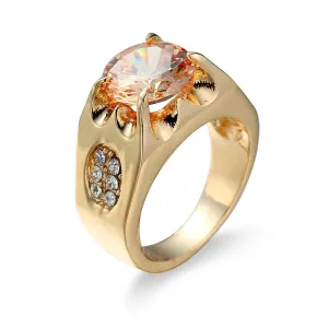 Champagne Crystal & Cubic Zirconia 18K Gold-Plated Ring