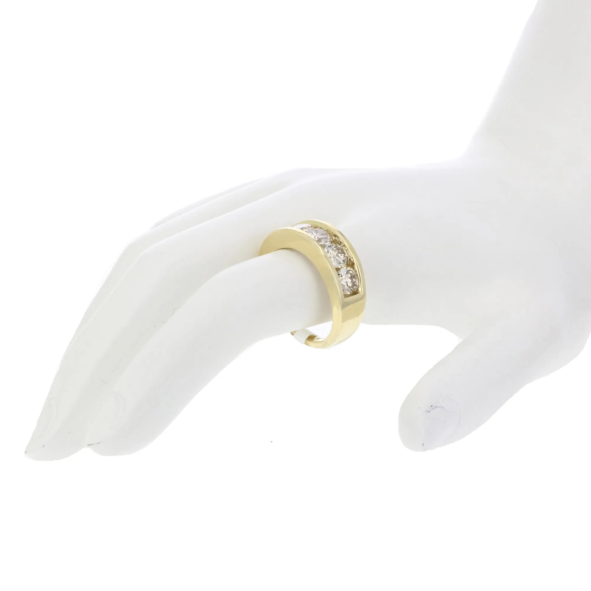 Champagne Diamond Channel Wedding Band in 14K Gold