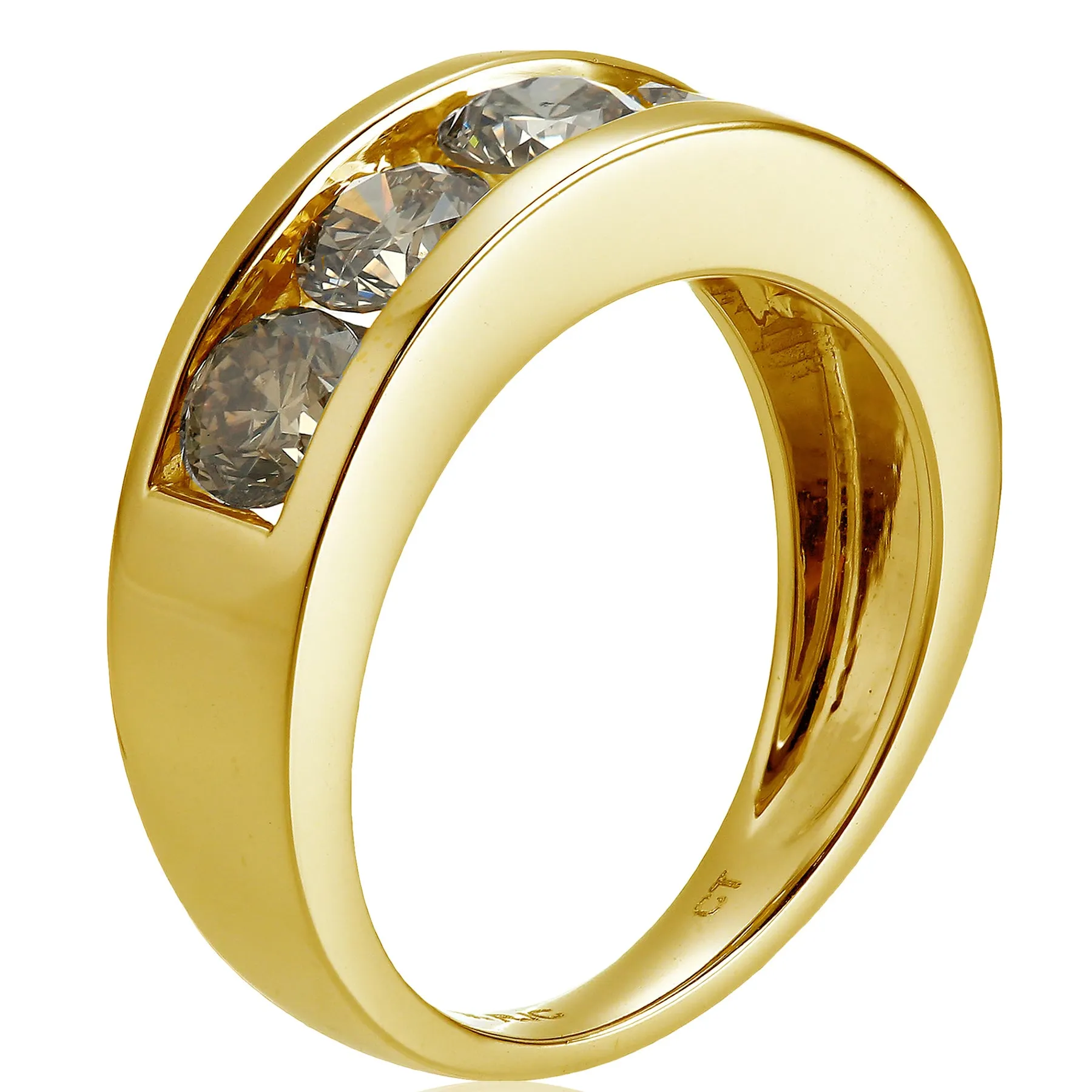 Champagne Diamond Channel Wedding Band in 14K Gold