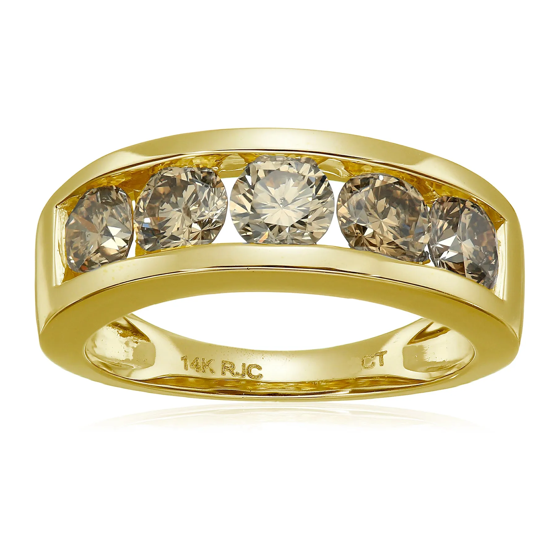 Champagne Diamond Channel Wedding Band in 14K Gold