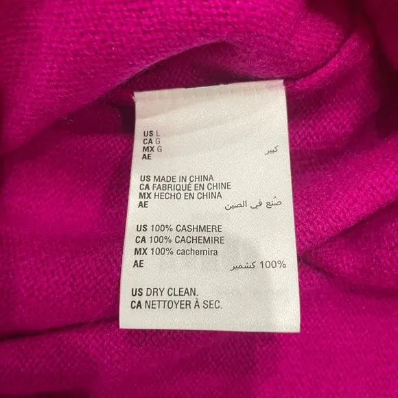 Charter Club Women's 100% Cashmere Crewneck Magenta Fuchsia Sweater- Large