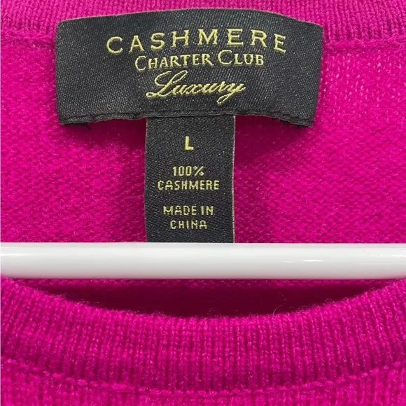 Charter Club Women's 100% Cashmere Crewneck Magenta Fuchsia Sweater- Large