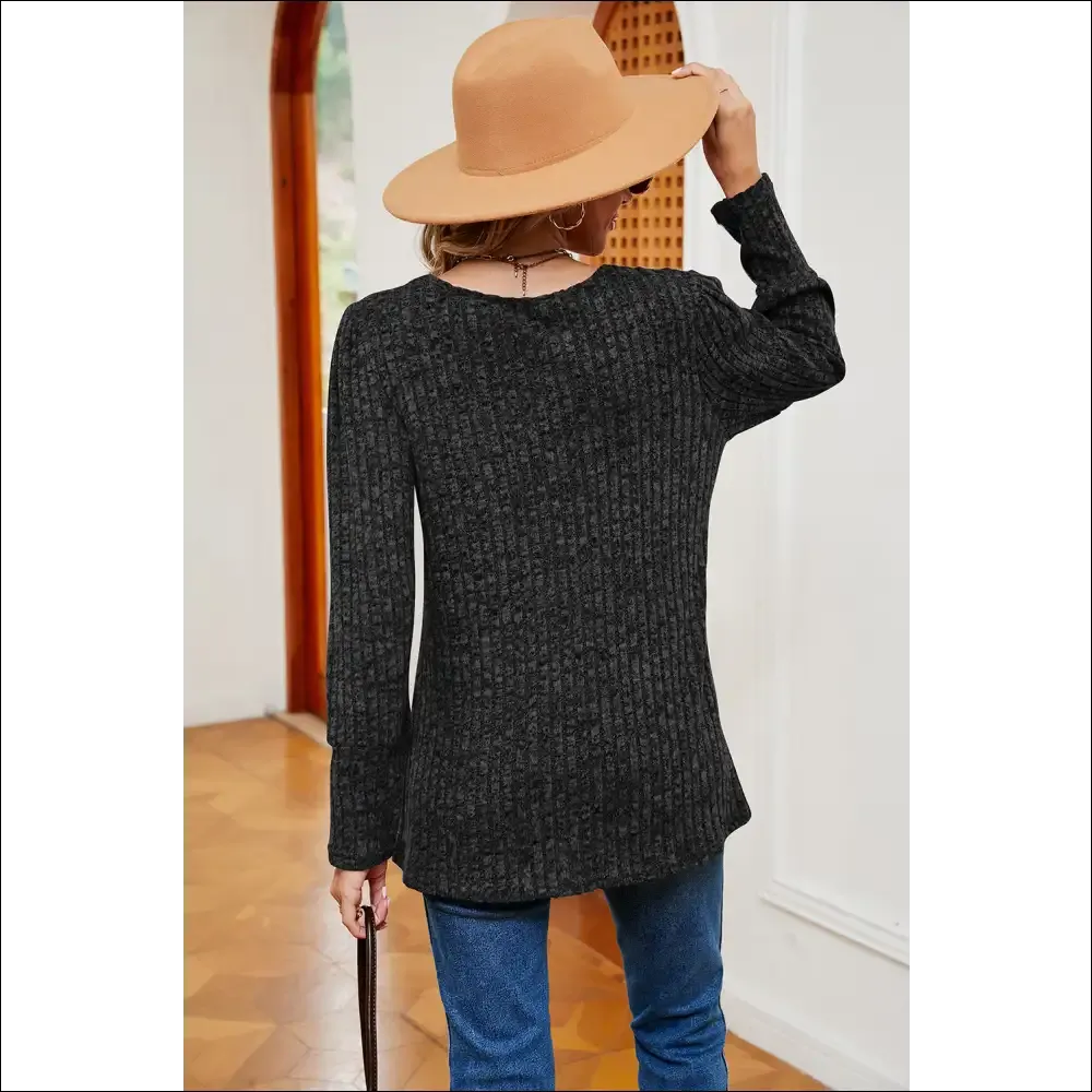 Chic Button Slit Square Neck Top