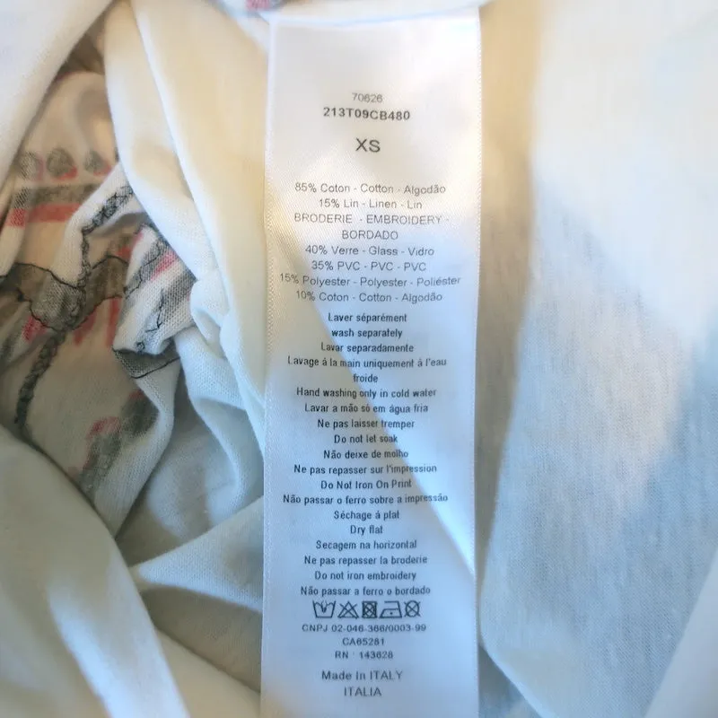 Christian Dior Beaded & Sequin-Embellished T-Shirt White Size Extra Small