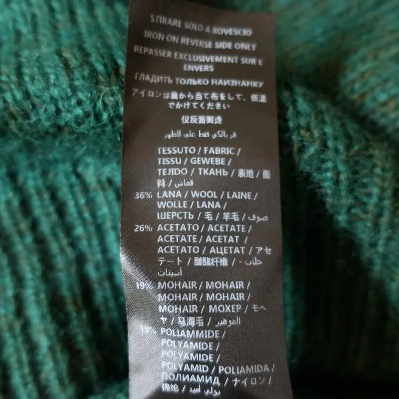 Christopher Kane Zip Sweater Emerald Crystal-Embellished Knit Size Extra Small