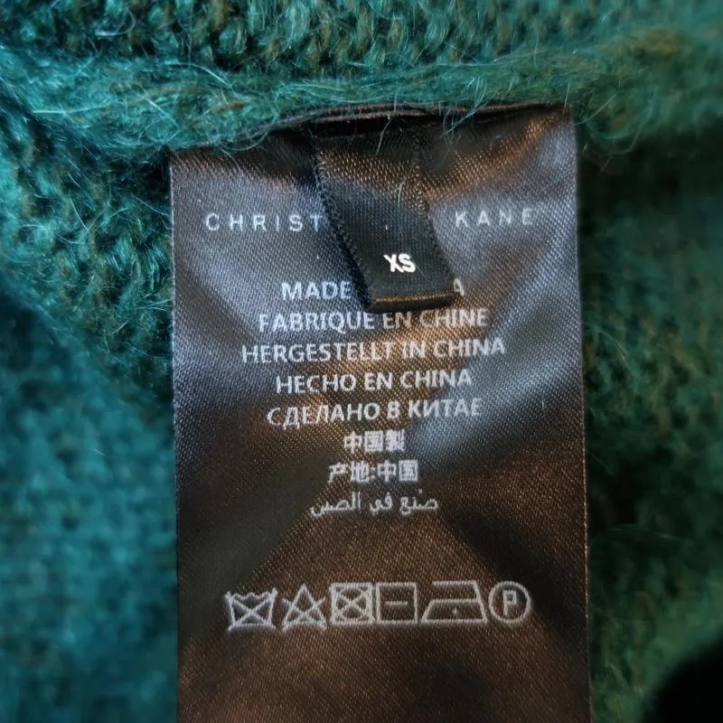 Christopher Kane Zip Sweater Emerald Crystal-Embellished Knit Size Extra Small