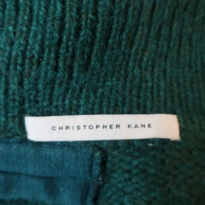 Christopher Kane Zip Sweater Emerald Crystal-Embellished Knit Size Extra Small