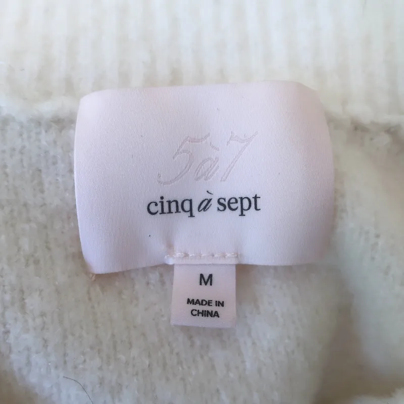 Cinq a Sept Dara Crystal-Embellished Sweater Ivory Wool-Blend Size Medium