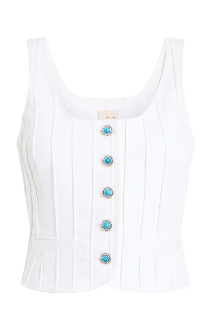 CINQ A SEPT Turquoise Embellished Rowena Vest