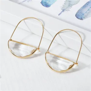 Clear Crystal & 18K Gold-Plated Half-Circle Hoop Earrings