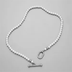 Clear Cubic Zirconia & Pearl Toggle Necklace