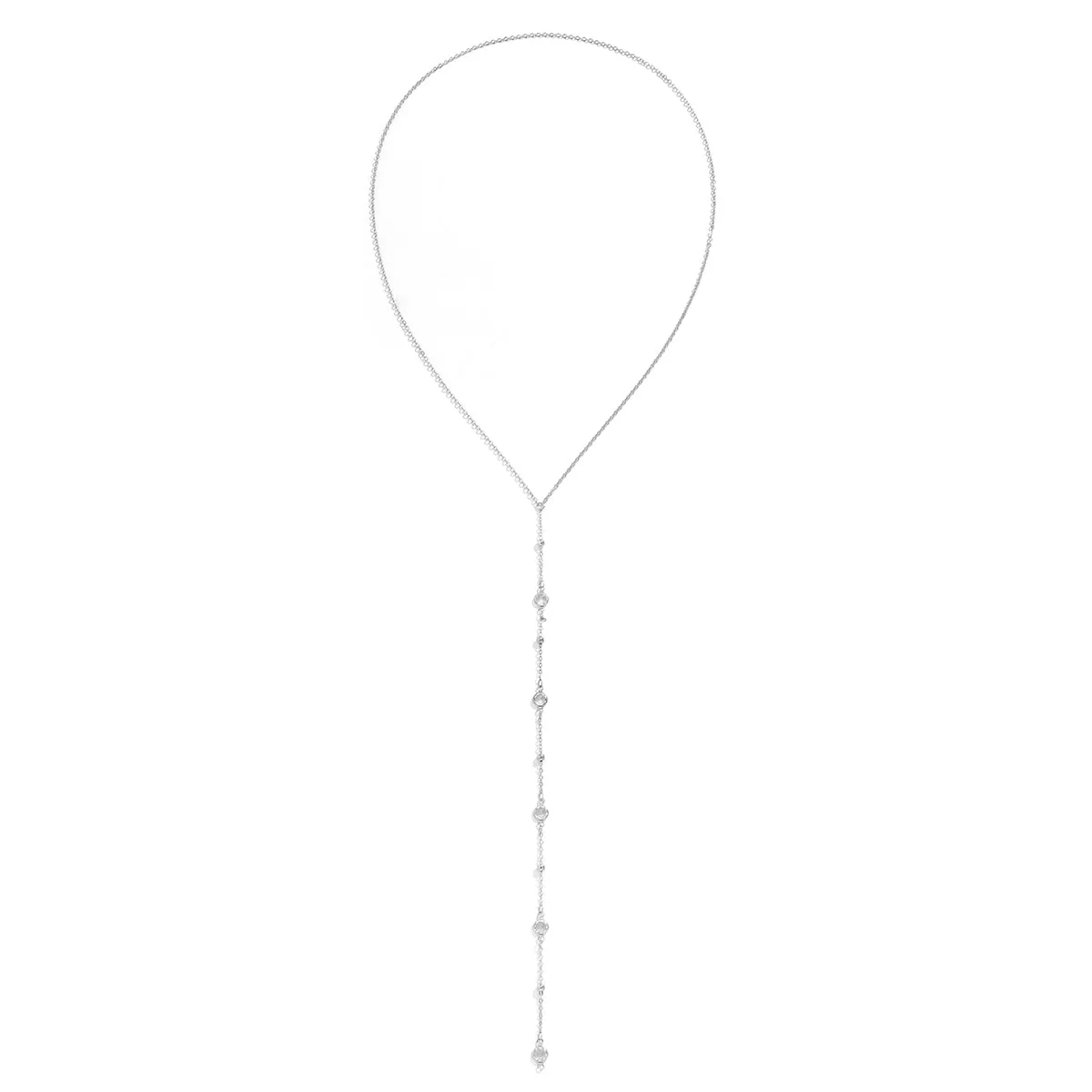 Clear Cubic Zirconia & Silver-Plated Drop Lariat Necklace