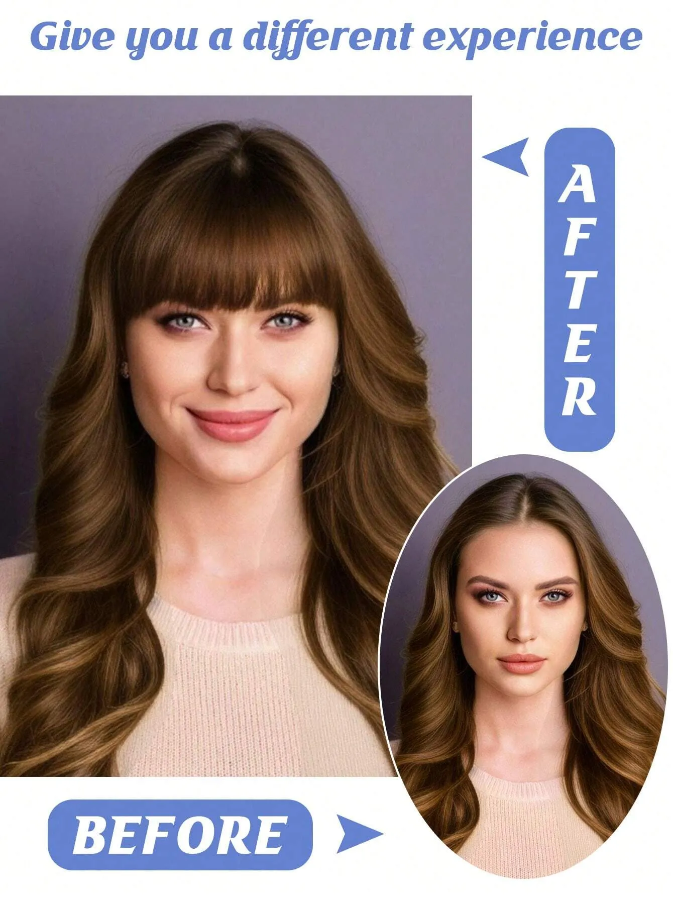 Clip In Bangs Heat Resistant Synthetic Straight French Bangs Fringe with Temples Hairpieces for Women Clip In Hair Extensions Fake Bangs for Daily Wear Natural Color