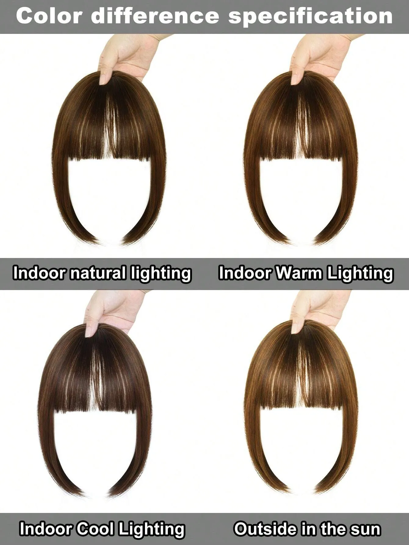 Clip In Bangs Heat Resistant Synthetic Straight French Bangs Fringe with Temples Hairpieces for Women Clip In Hair Extensions Fake Bangs for Daily Wear Natural Color