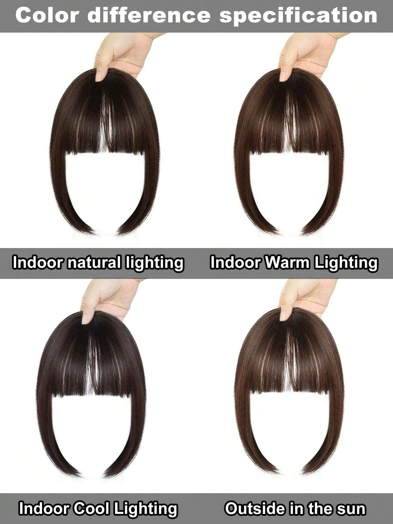 Clip In Bangs Heat Resistant Synthetic Straight French Bangs Fringe with Temples Hairpieces for Women Clip In Hair Extensions Fake Bangs for Daily Wear Natural Color