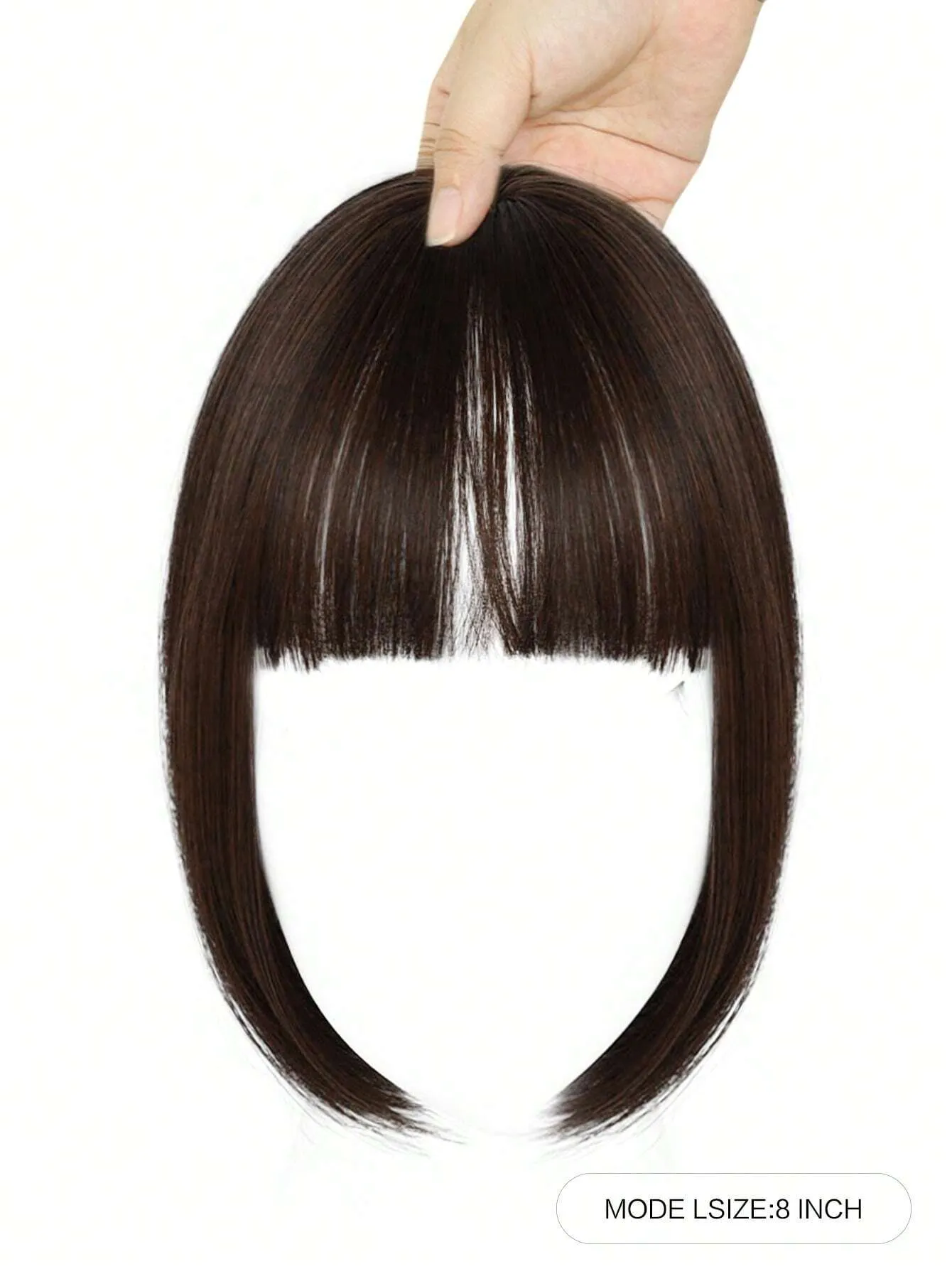 Clip In Bangs Heat Resistant Synthetic Straight French Bangs Fringe with Temples Hairpieces for Women Clip In Hair Extensions Fake Bangs for Daily Wear Natural Color