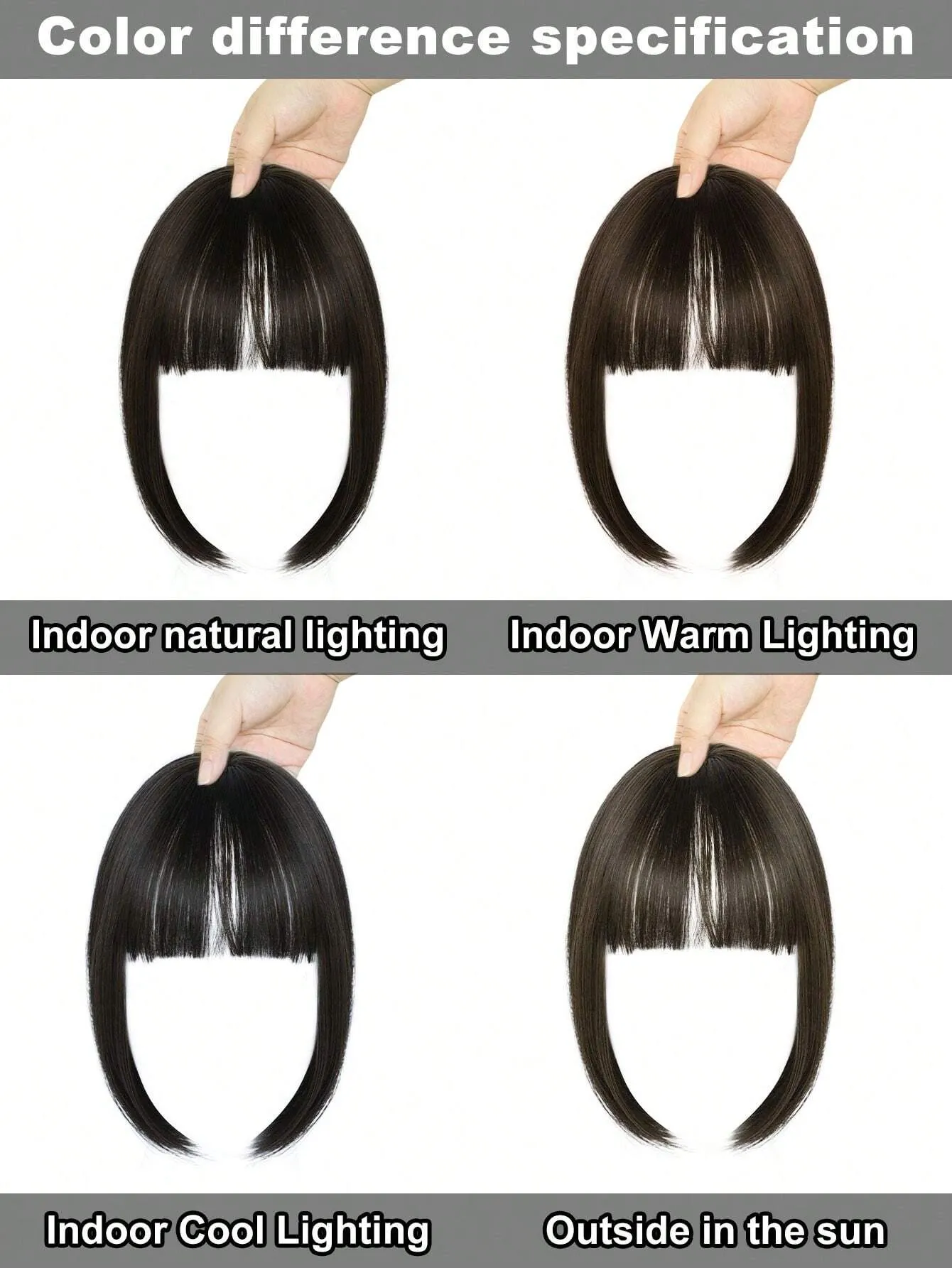 Clip In Bangs Heat Resistant Synthetic Straight French Bangs Fringe with Temples Hairpieces for Women Clip In Hair Extensions Fake Bangs for Daily Wear Natural Color