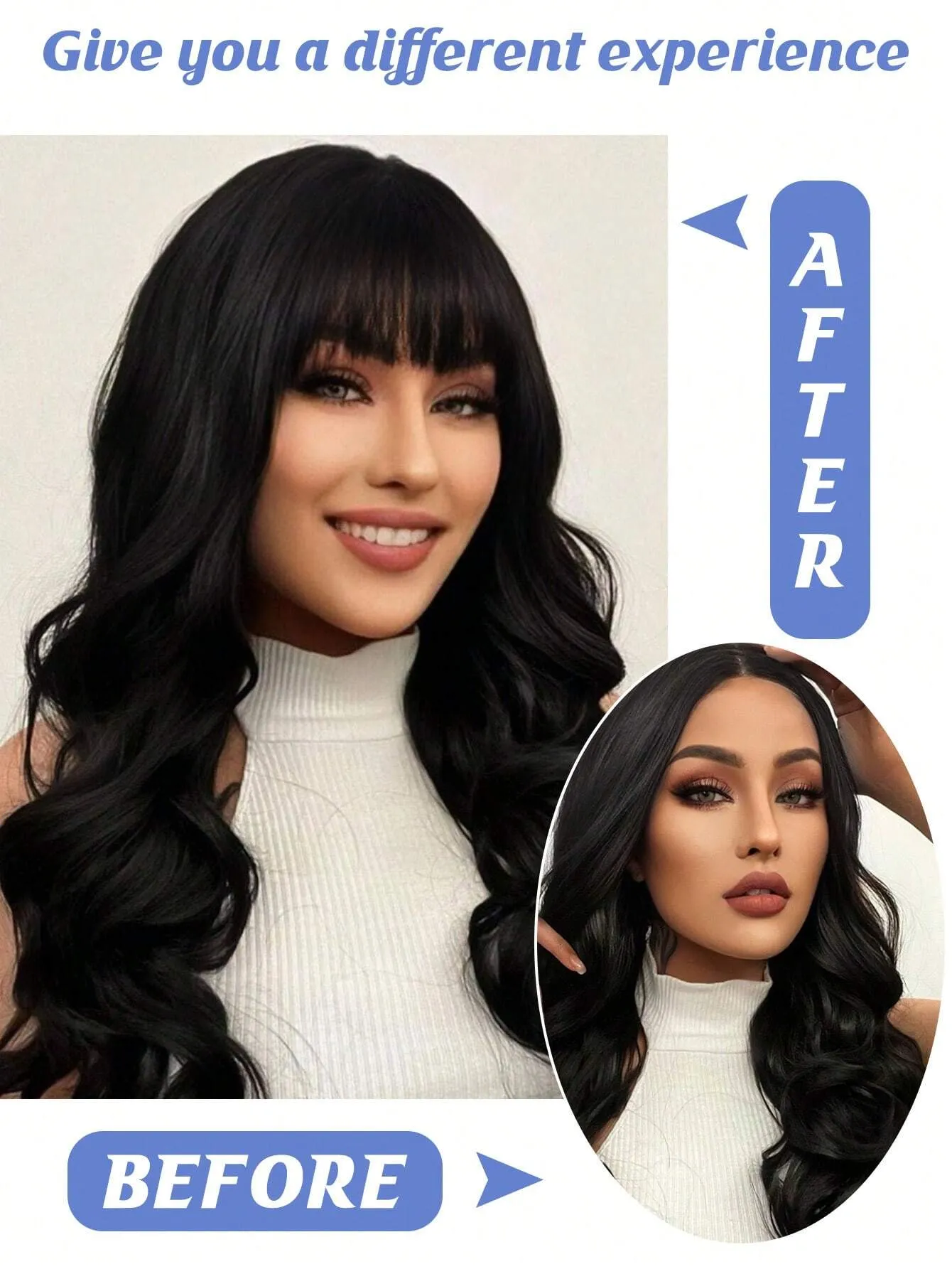 Clip In Bangs Heat Resistant Synthetic Straight French Bangs Fringe with Temples Hairpieces for Women Clip In Hair Extensions Fake Bangs for Daily Wear Natural Color