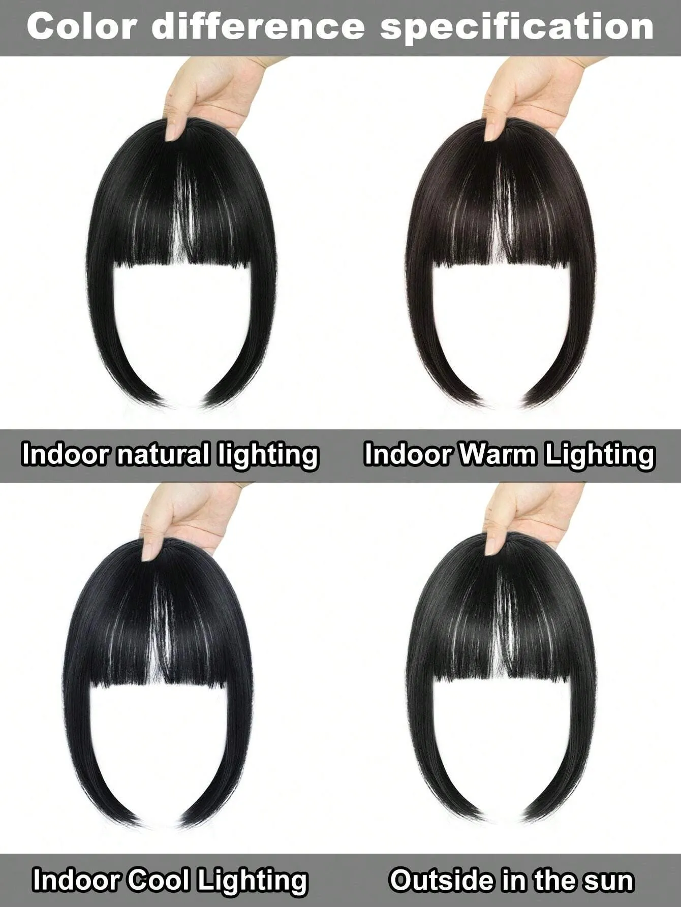 Clip In Bangs Heat Resistant Synthetic Straight French Bangs Fringe with Temples Hairpieces for Women Clip In Hair Extensions Fake Bangs for Daily Wear Natural Color