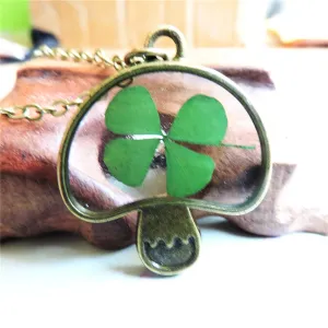 Clover & 18K Gold-Plated Mushroom Pendant Necklace