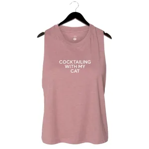 Cocktailing With My Cat - Women's Racerback Crop Tank - Mauve