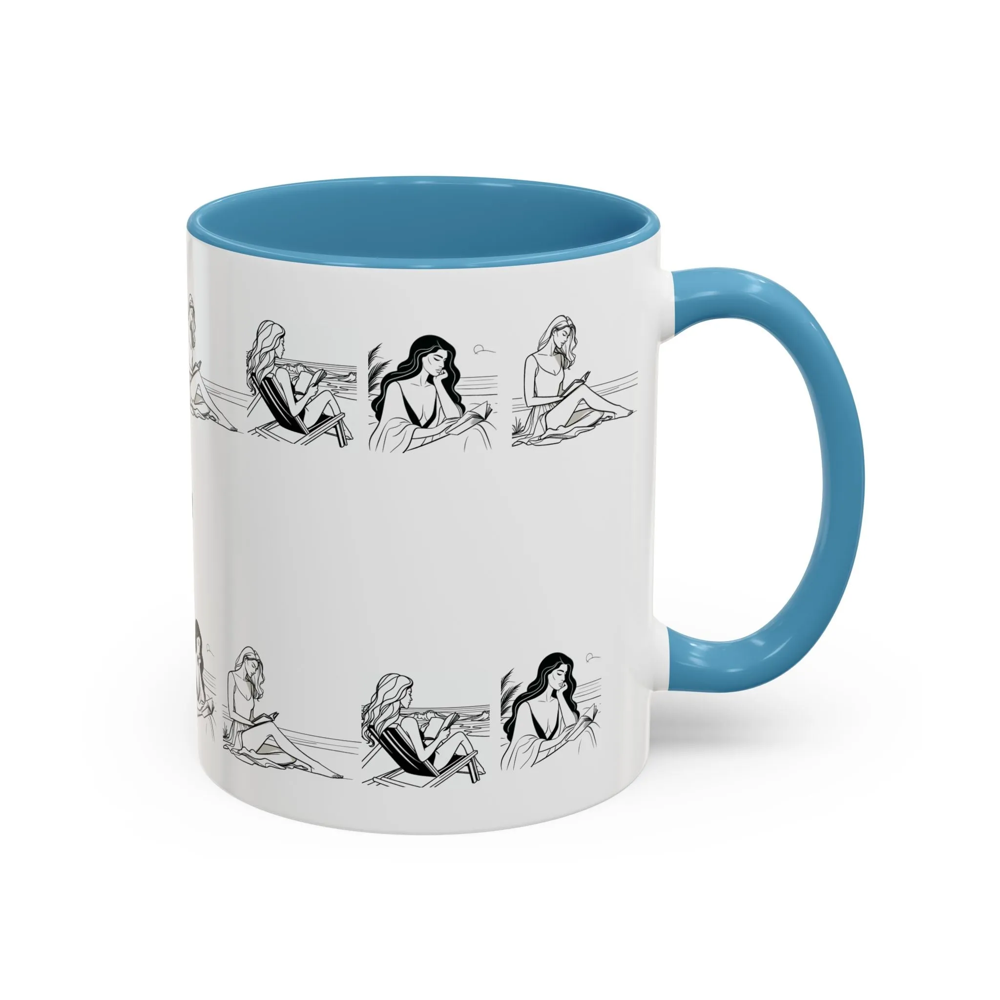Coffee Mug - Women Reading at the Beach Relaxing Peace Design