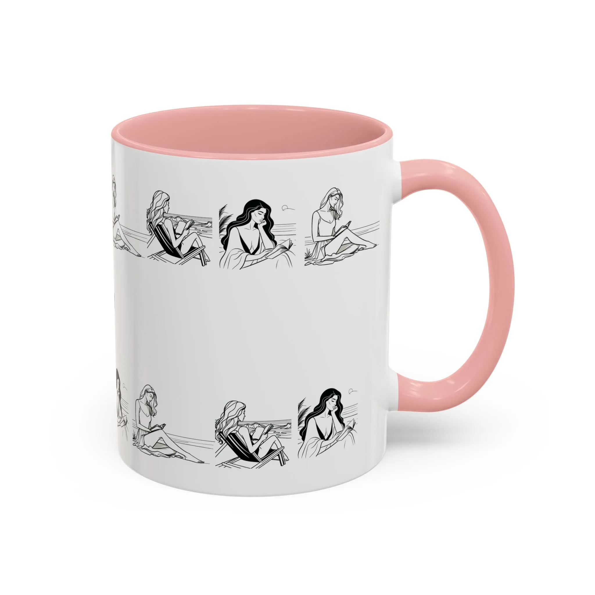 Coffee Mug - Women Reading at the Beach Relaxing Peace Design