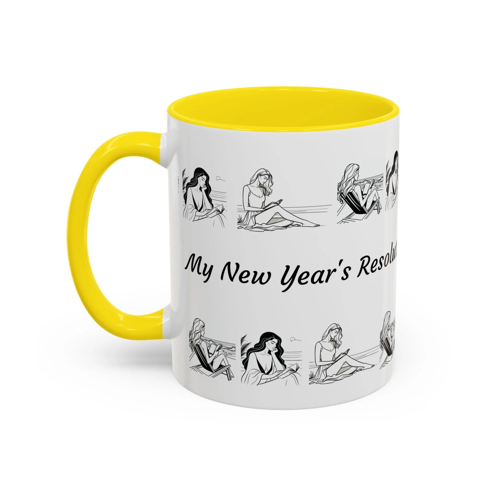 Coffee Mug - Women Reading at the Beach Relaxing Peace Design