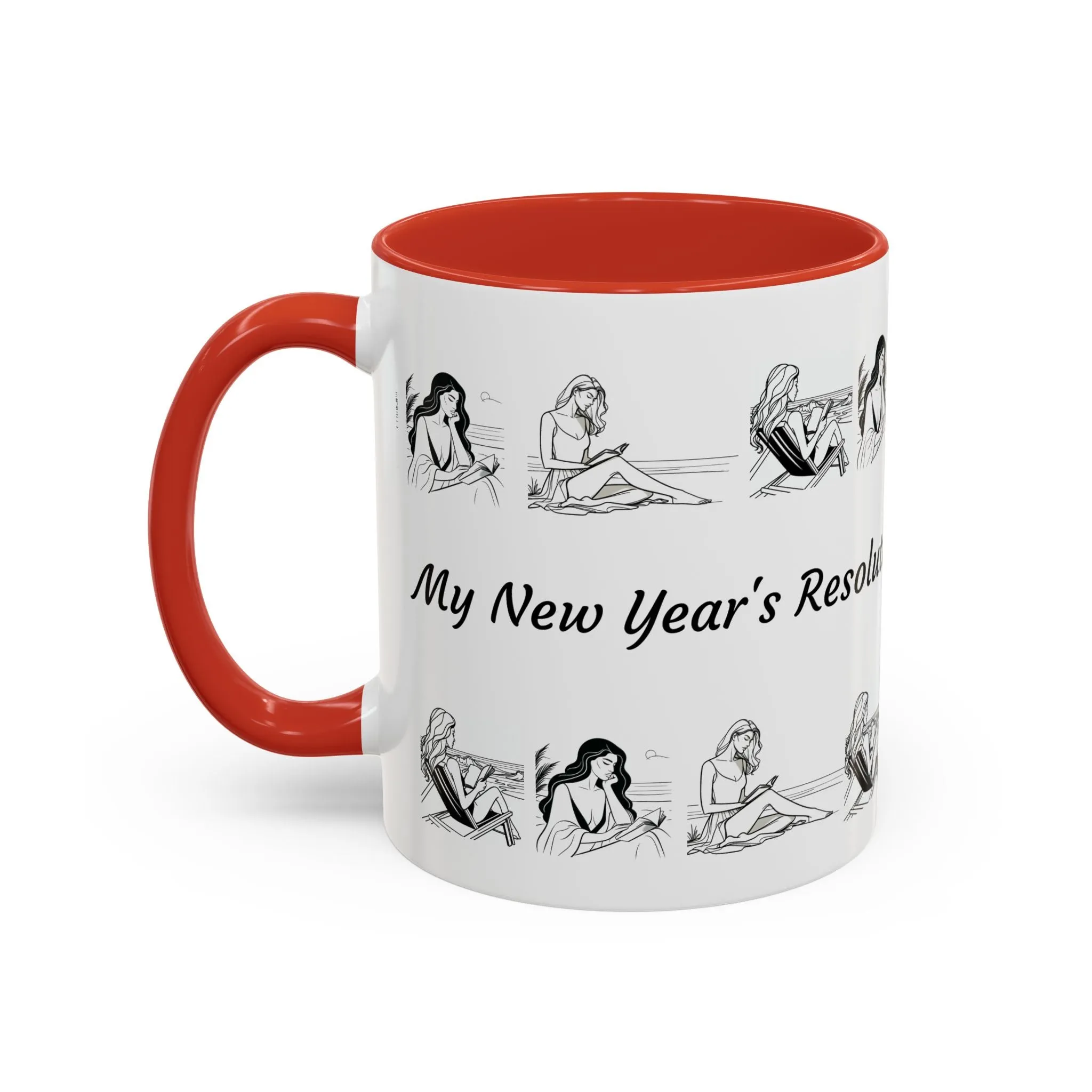 Coffee Mug - Women Reading at the Beach Relaxing Peace Design