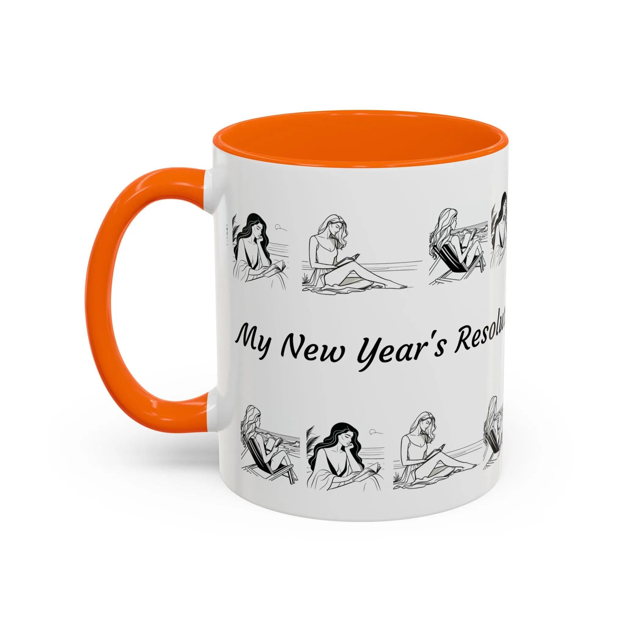 Coffee Mug - Women Reading at the Beach Relaxing Peace Design