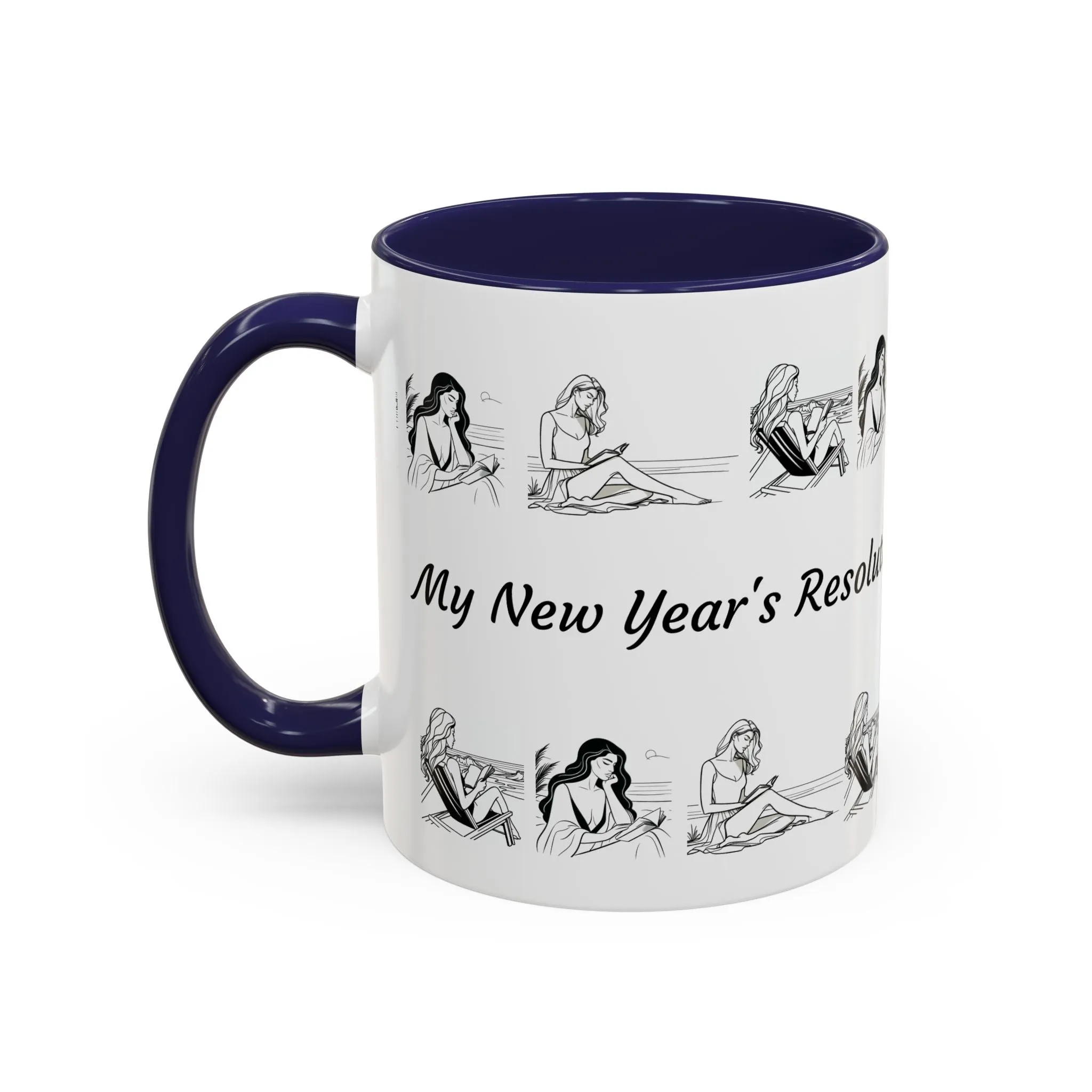 Coffee Mug - Women Reading at the Beach Relaxing Peace Design