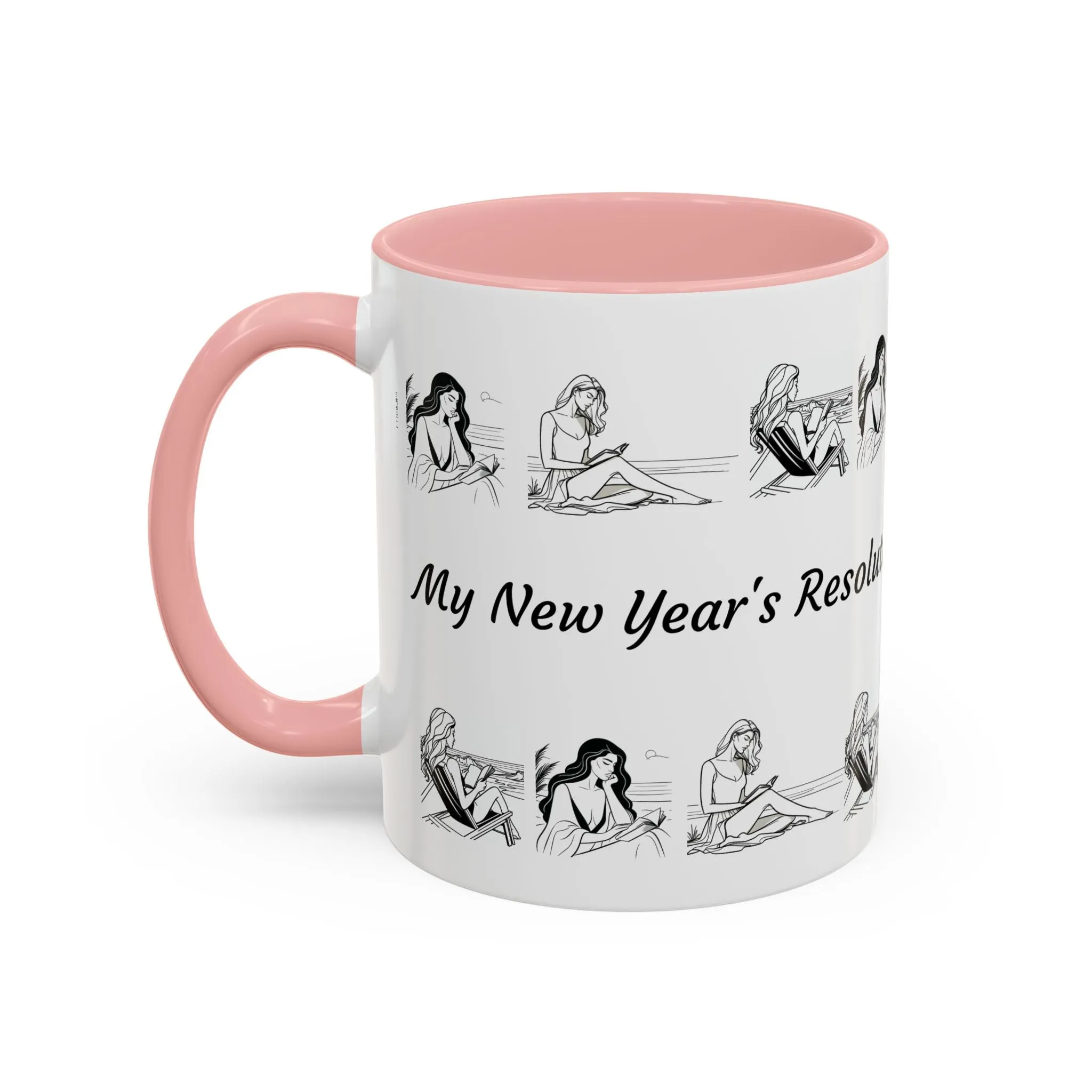 Coffee Mug - Women Reading at the Beach Relaxing Peace Design