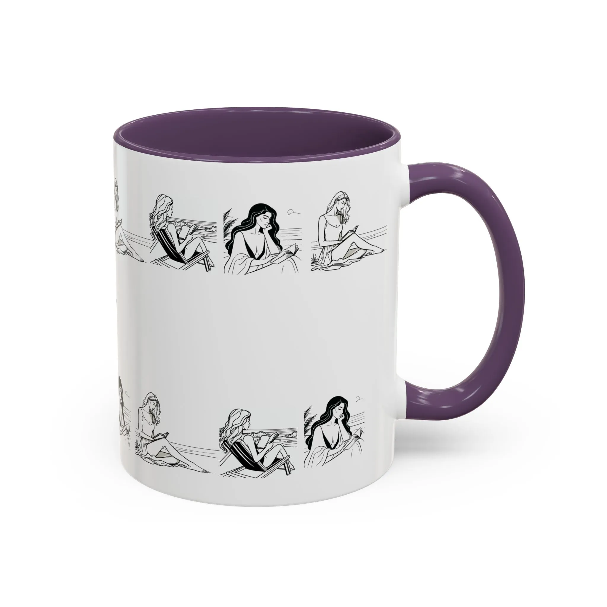 Coffee Mug - Women Reading at the Beach Relaxing Peace Design