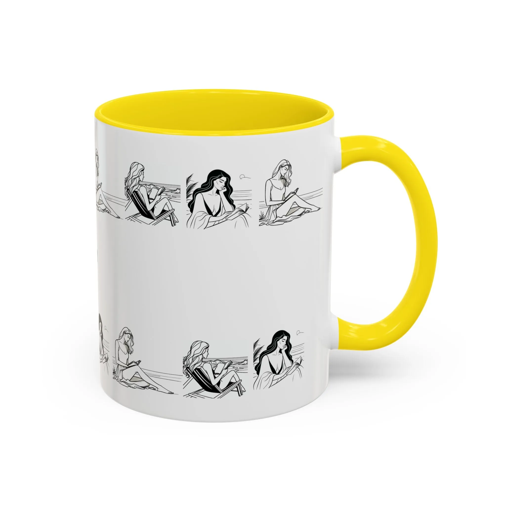 Coffee Mug - Women Reading at the Beach Relaxing Peace Design