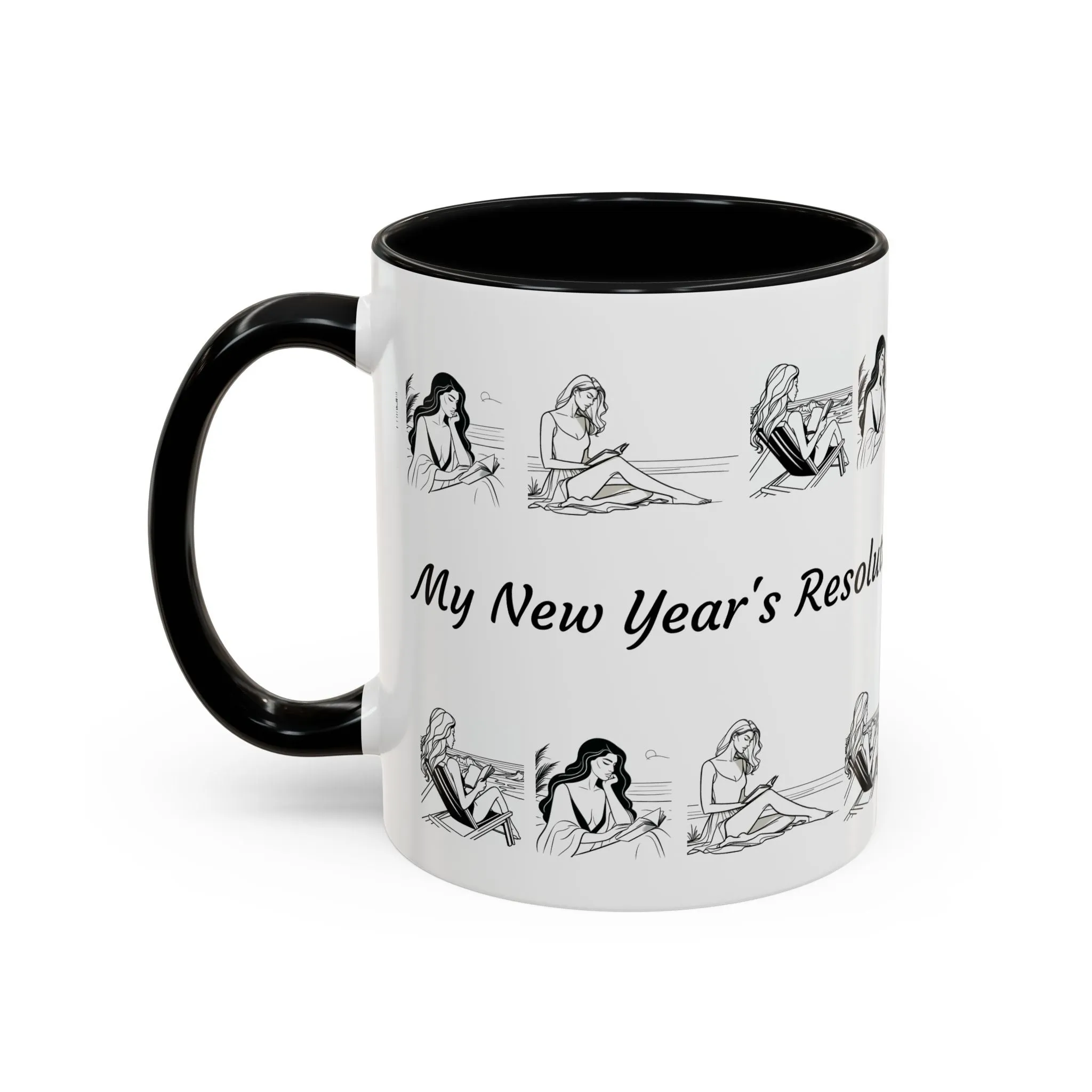 Coffee Mug - Women Reading at the Beach Relaxing Peace Design