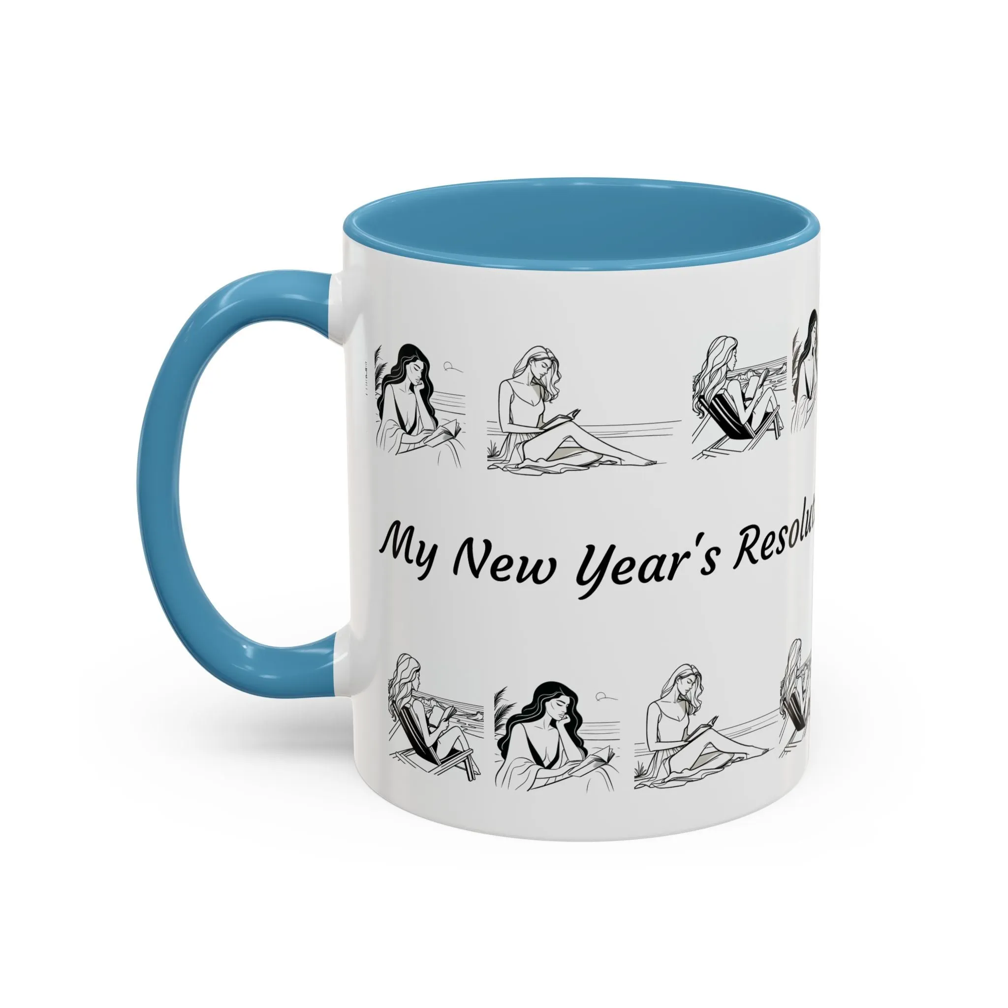 Coffee Mug - Women Reading at the Beach Relaxing Peace Design