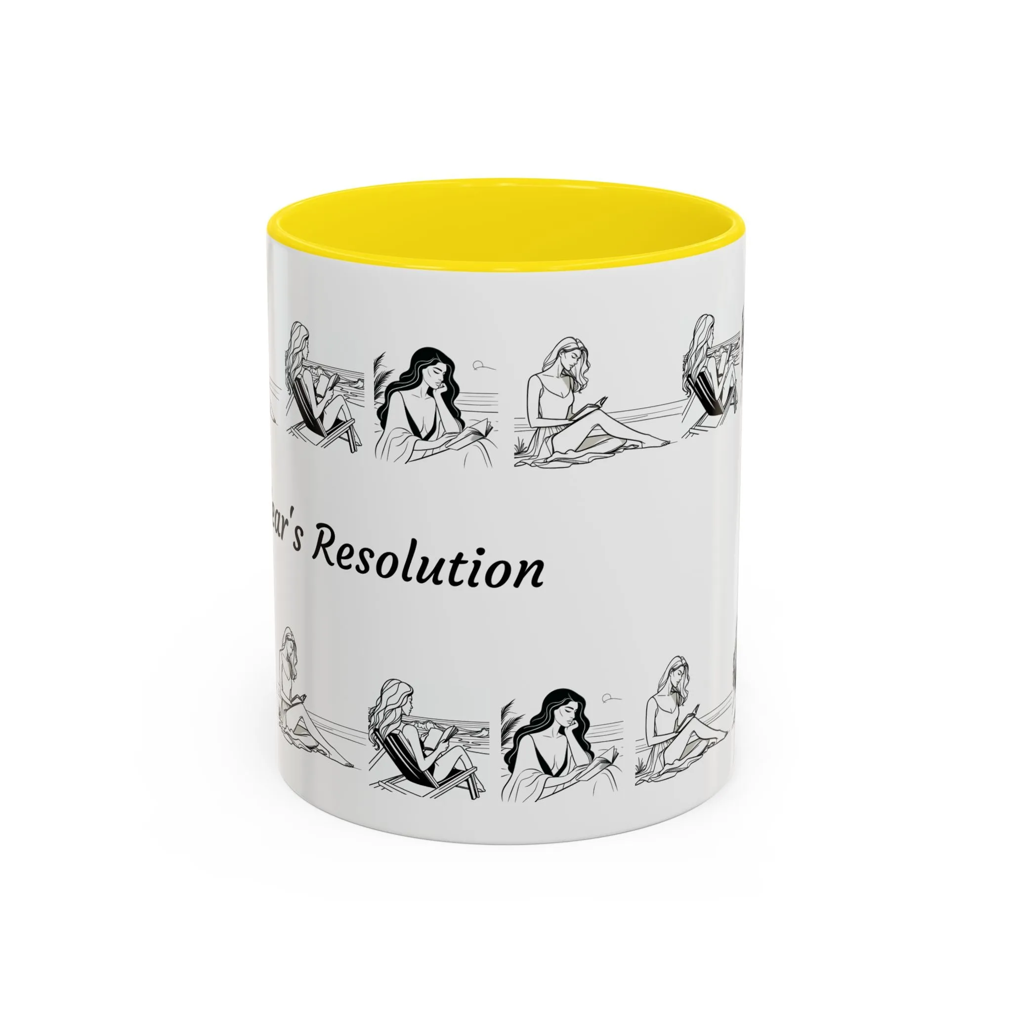 Coffee Mug - Women Reading at the Beach Relaxing Peace Design