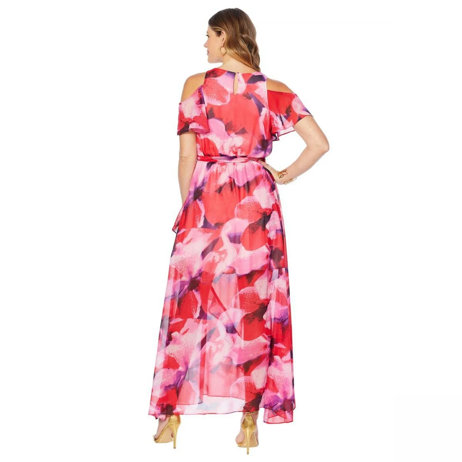 Colleen Lopez Women's Cold Shoulder Printed Maxi Dress