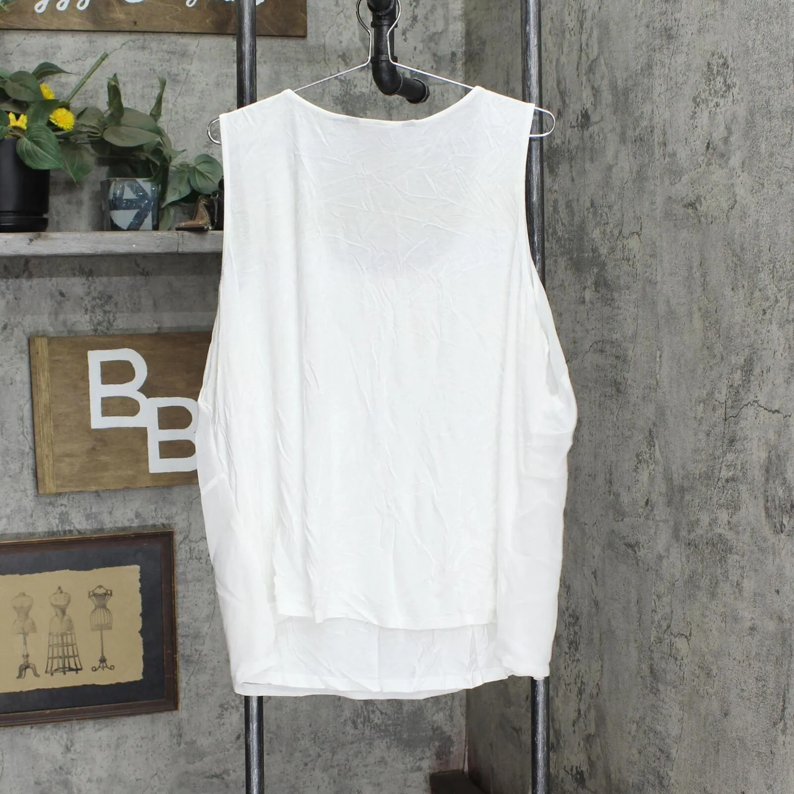 Colleen Lopez Women's Plus Size Mixed Media Tank Top 698386-Plus White 2X