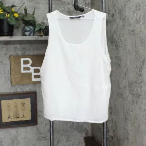 Colleen Lopez Women's Plus Size Mixed Media Tank Top 698386-Plus White 2X
