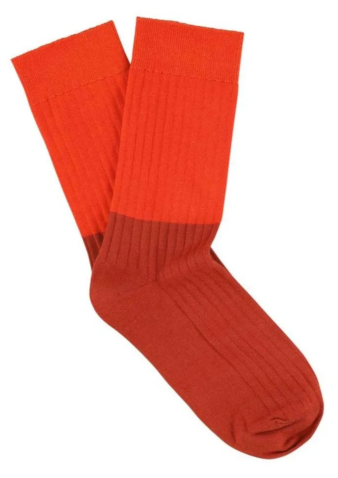 Color Block Socks, Orangeade / Chili Oil