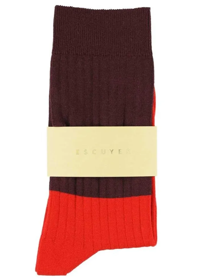 Color Block Socks, Zifandel / Molten Lava