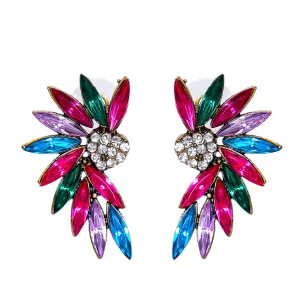 Colored Crystal & Cubic Zirconia 18K Gold-Plated Marquise Wing Drop Earrings