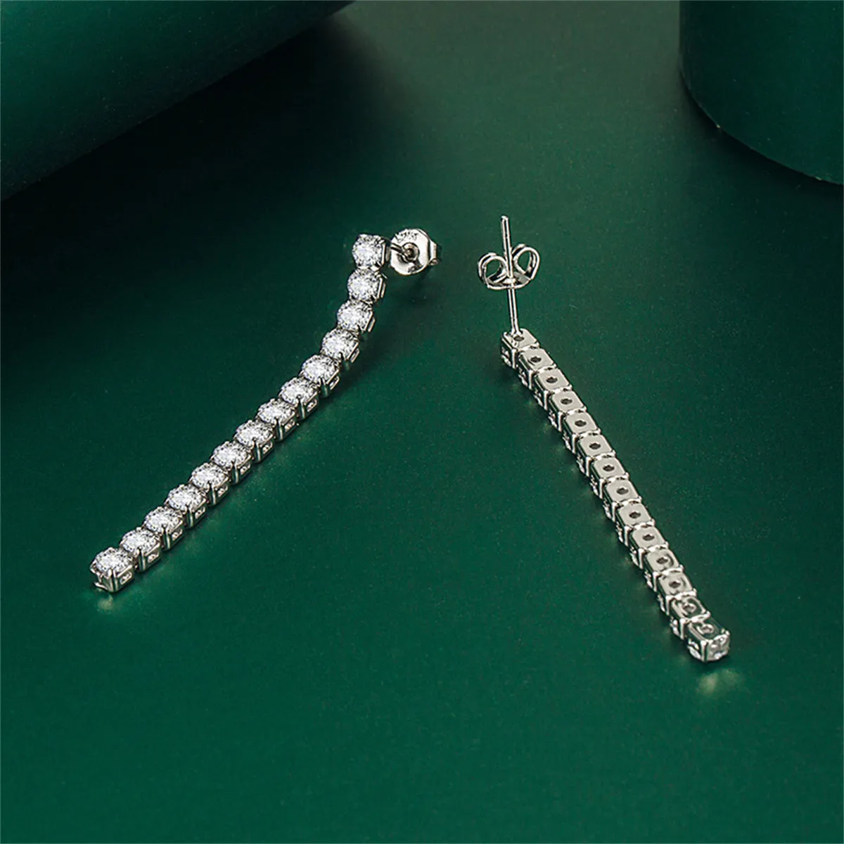 Colored Cubic Zirconia & Silver-Plated Tassel Drop Earrings