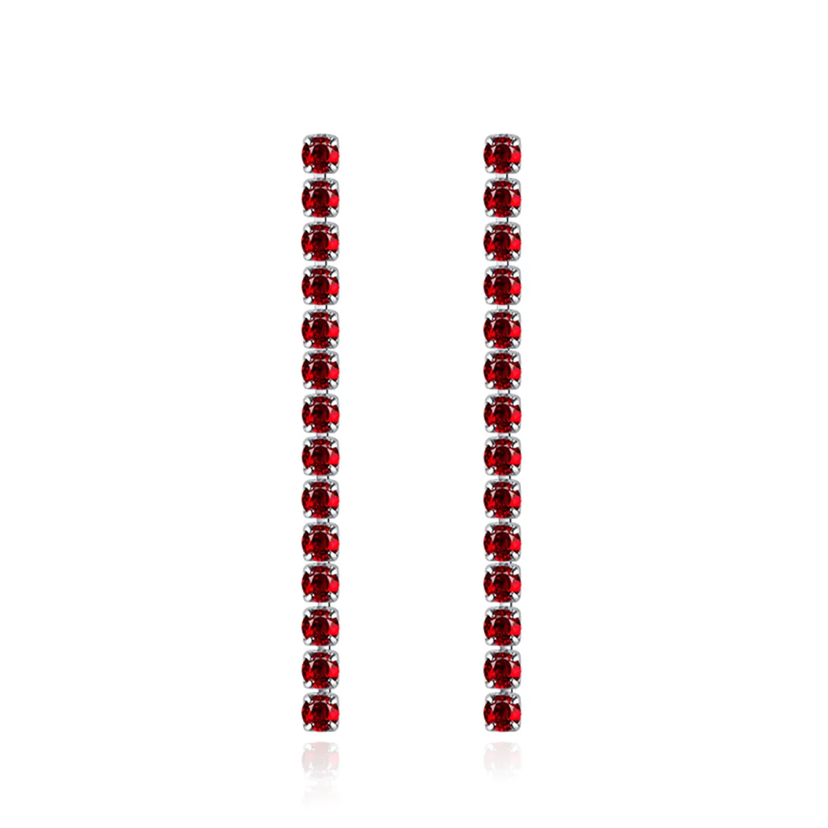 Colored Cubic Zirconia & Silver-Plated Tassel Drop Earrings
