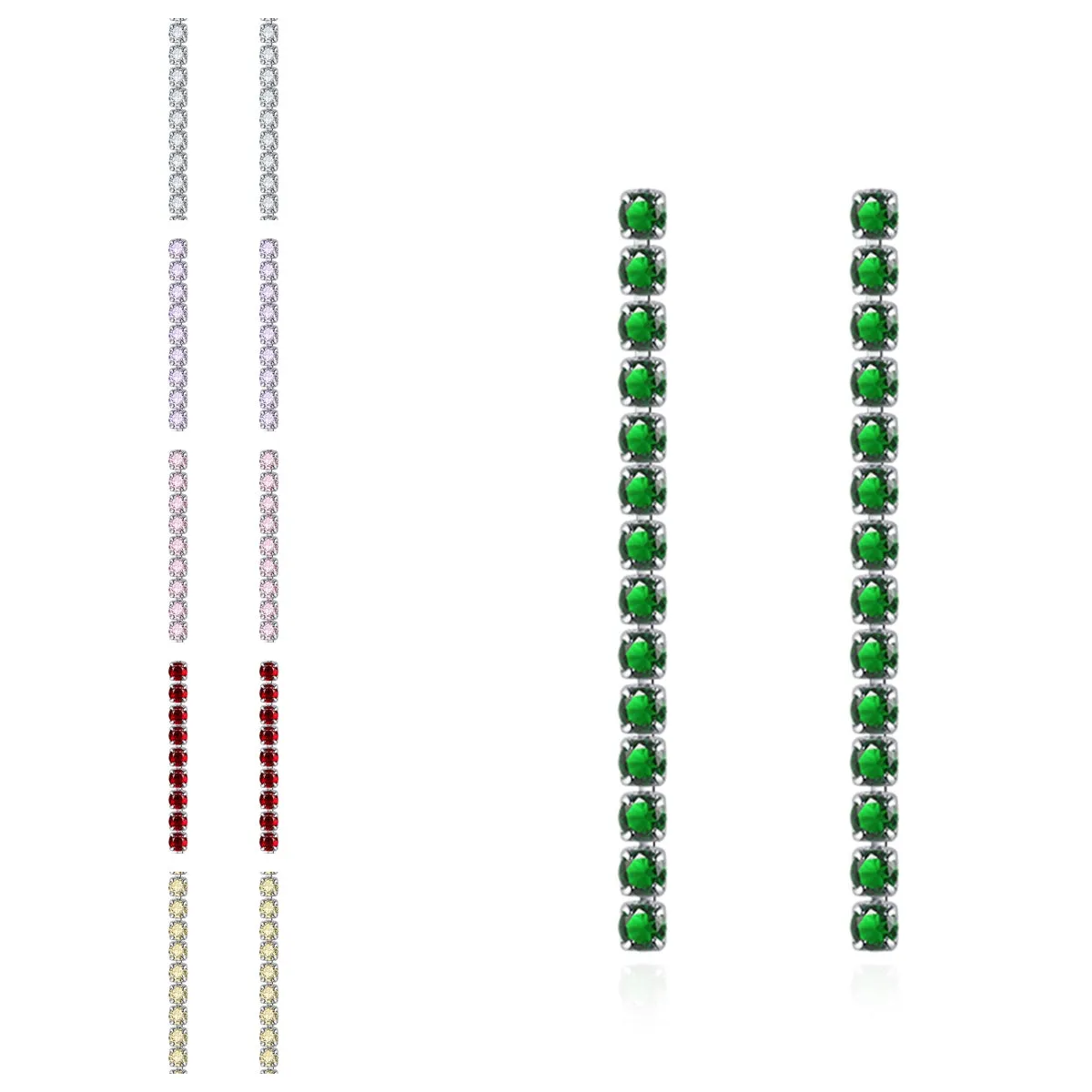 Colored Cubic Zirconia & Silver-Plated Tassel Drop Earrings